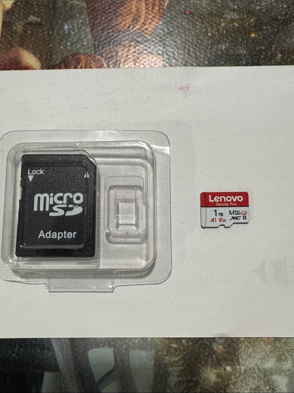Lenovo MicroSD Card and Adapter - Red, White, Black